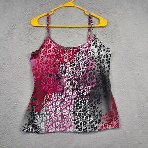 Fashion Bug Tank Top Womens L Ombre Cropped Leopard Print Stretch‎ Y2K Throwback